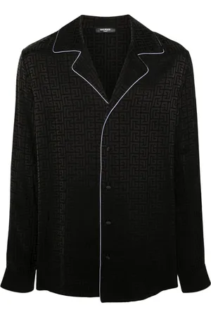 Balmain Monogram-jacquard satin shirt