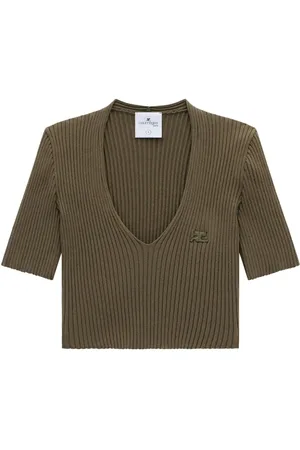 Courrèges Ribbed knit V-neck top