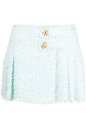 Balmain Pleated tweed mini skirt