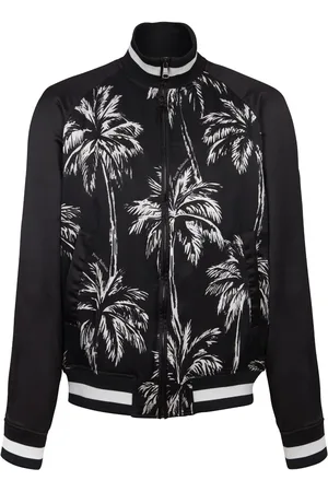 Balmain Palm tree-print satin bomber jacket