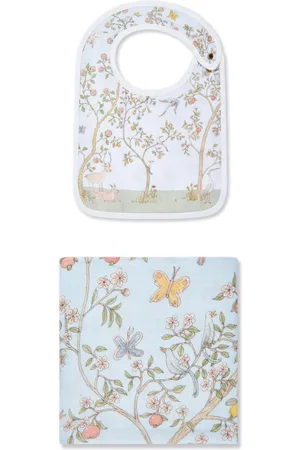Atelier Choux Carré & Satin In Bloom bib set (set of two)