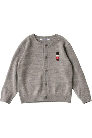 Familiar Embroidered fine knit cardigan