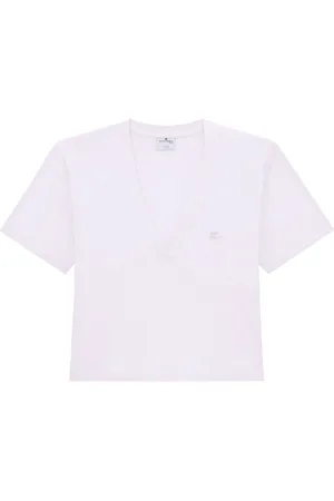 Courrèges Logo-appliqué cropped T-shirt