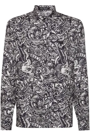 Philipp Plein Tattoo-print silk shirt