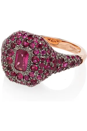 Shay 18kt rose gold pavé ruby pinky ring