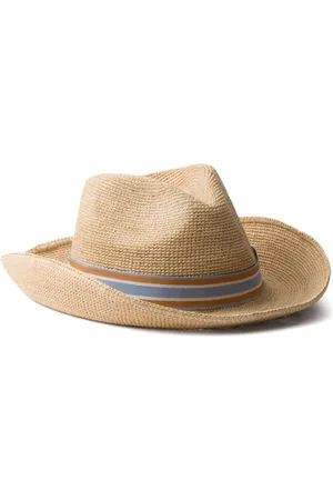 Prada Triangle-logo woven raffia hat
