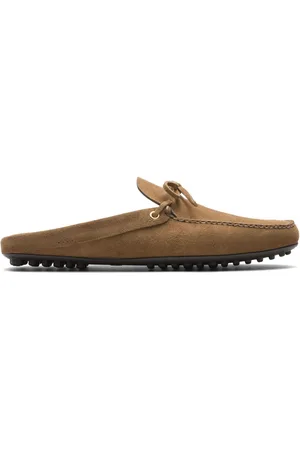 CAR SHOE Bow-embellished suede slippers