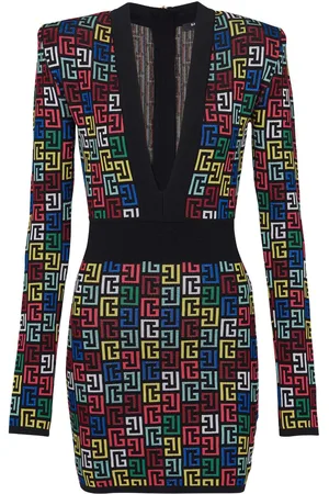 Balmain Intarsia-knit mini dress