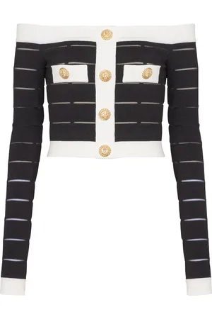 Balmain Off-shoulder knitted top