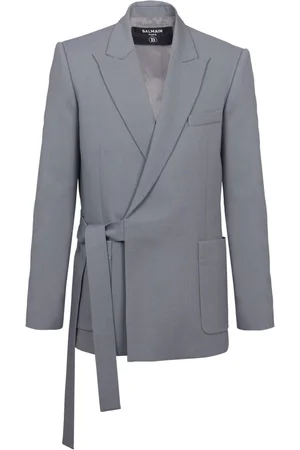 Balmain Double-crepe side-belt blazer