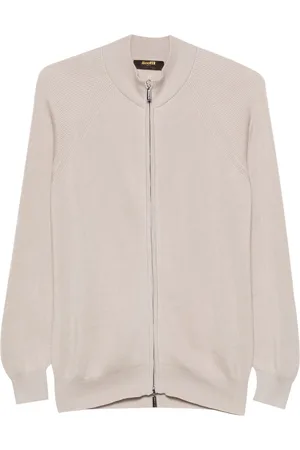 MOORER Zip-up ribbed sweatshirt
