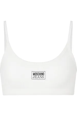 Moschino Logo-appliqué ribbed bra top