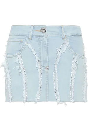 Philipp Plein Crystal-embellished denim miniskirt