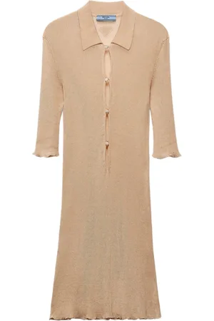 Prada Ribbed-knit cotton mini dress