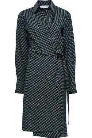 Proenza Schouler Check-print poplin wrap dress