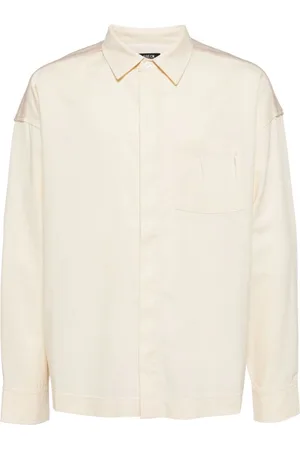 FIVE CM Corduroy-panel button-up shirt