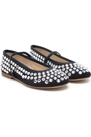 GALLUCCI Crystal-embellished ballerina shoes