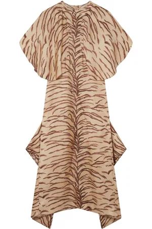 Stella McCartney Tiger-print organic silk midi dress