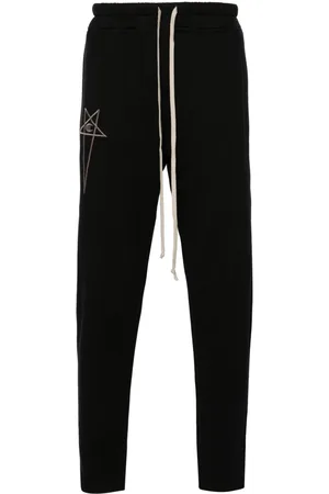 Rick Owens Motif-embroidered cotton track pants