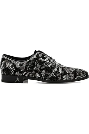 Philipp Plein Crystal-embellished leather Oxford shoes
