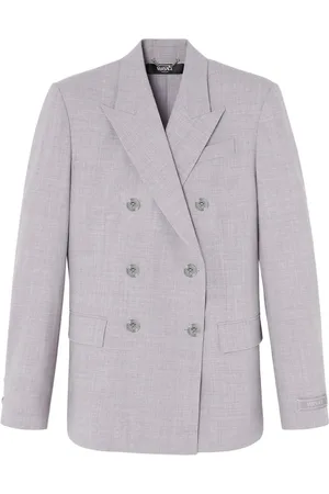 VERSACE Double-breasted chambray blazer