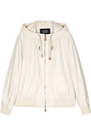 MAN ON THE BOON. Eco-leather hooded zip-up jacket