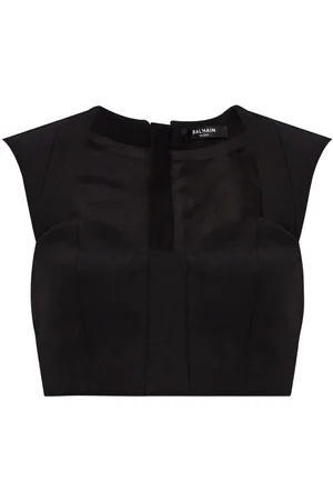 Balmain Panelled wool crop-top
