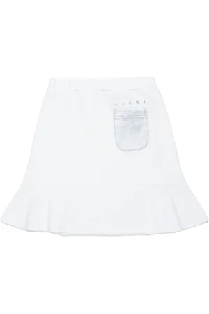 Marni Logo-print flared-hem skirt