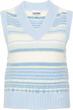 Ganni Stripped sleeveless knitted top