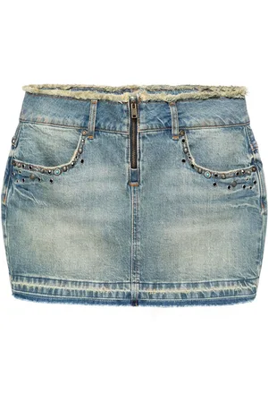 Guess Frayed-brim denim miniskirt