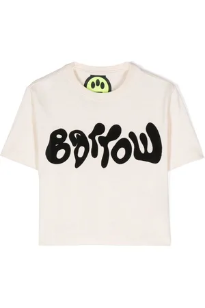 BARROW Flocked-logo cropped T-shirt