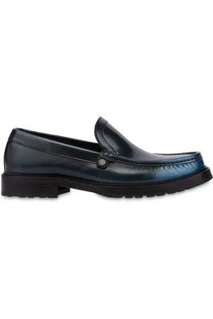Moschino Faded-effect leather loafers