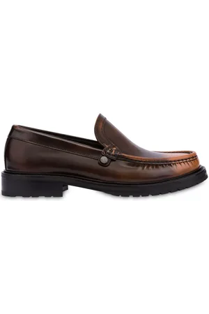 Moschino Faded-effect leather loafers