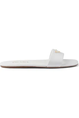 Prada Triangle-logo leather slides