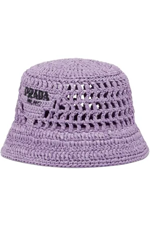 Prada Logo-embroidered crochet bucket hat