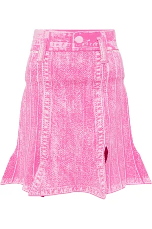 PH5 Denim-print high-rise skirt