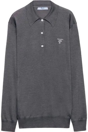 Prada Embroidered-logo silk polo shirt
