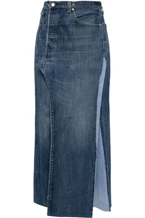 PROTOTYPES Washed denim midi skirt
