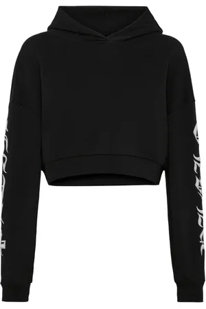 Philipp Plein Logo-embroidered cropped hoodie