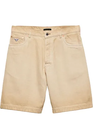 Prada Faded-effect denim shorts