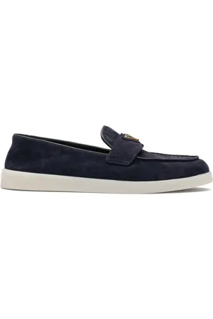 Prada Enamel triangle-logo leather loafers