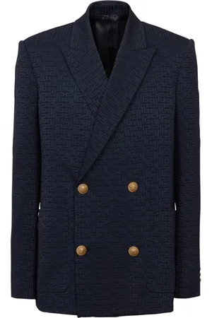Balmain PB-monogram satin blazer