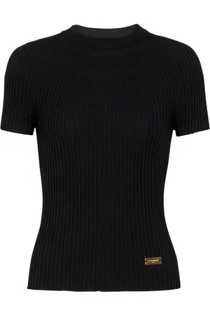 Balmain Logo-plaque ribbed knit top