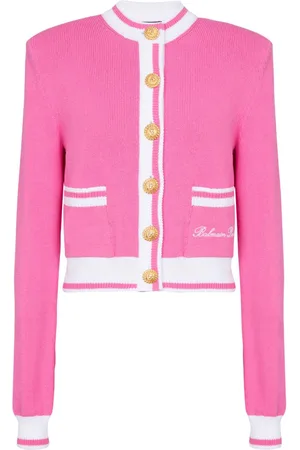 Balmain Embroidered-logo knit cardigan