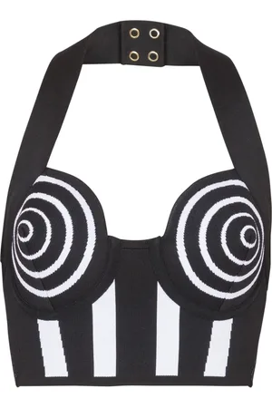 Balmain Striped halterneck top