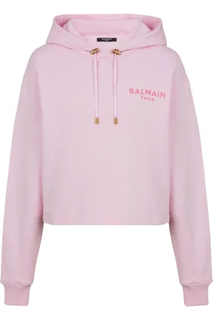 Balmain Flocked-logo cotton hoodie