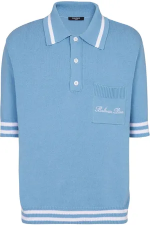 Balmain Logo-embroidered knitted polo shirt