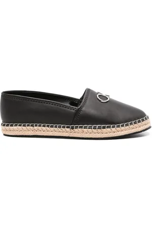 Calvin Klein Logo-plaque leather espadrilles