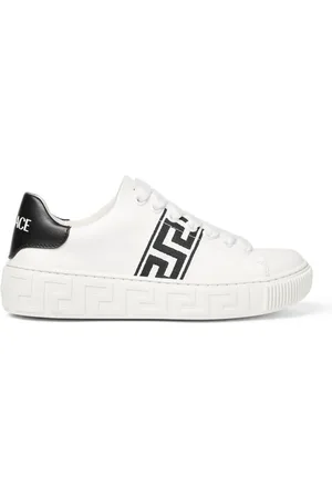 VERSACE Greca-embroidered leather sneakers
