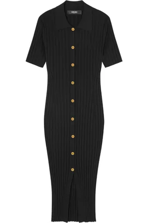 VERSACE Knitted midi shirt dress